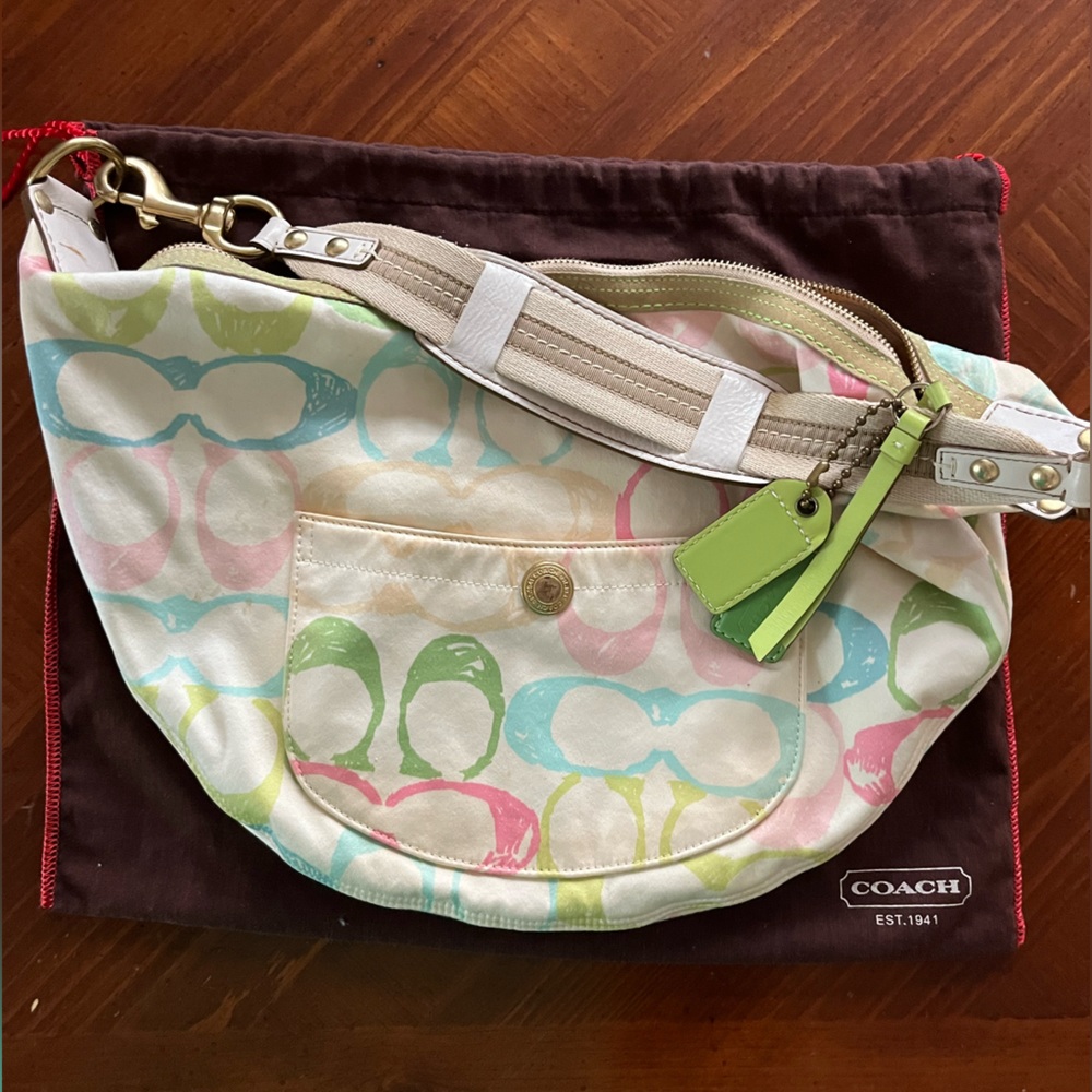 old pastel coach shoulder bag!